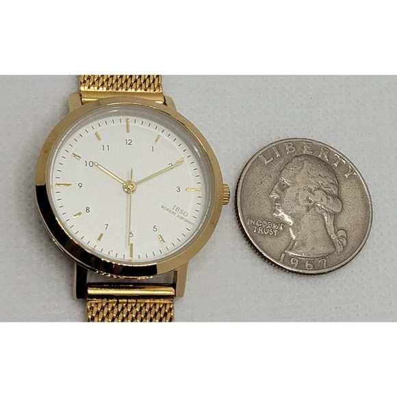 Women's IBSO Boerni Aibisino White Dial Gold Tone Case Mesh Bracelet Watch 01 - Picture 6 of 8